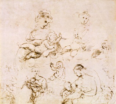 Several Studies of a Madonna and Child by Raffaello Sanzio Raphael